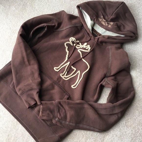 Abercrombie & Fitch Tops - Abercrombie brown moose logo hoodie sweatshirt M